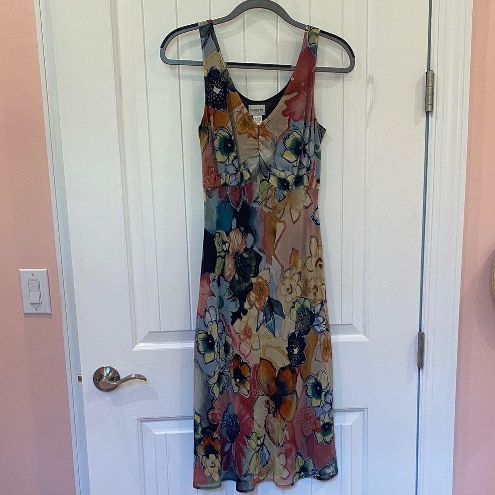 Chico's Multicolor Silk Floral Midi Dress